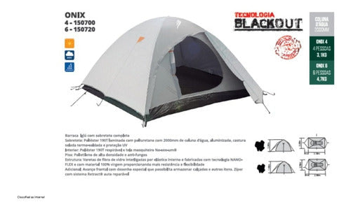 Barraca de Camping Iglu Com Sobreteto Acampamento Onix 6 Pessoas