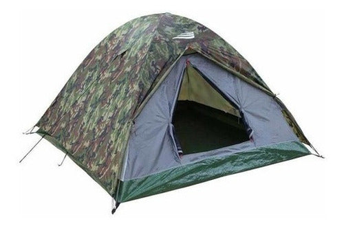 Barraca Camping Selvas 3/4 Pessoas Camuflada Sobreteto Acampamento Ntk