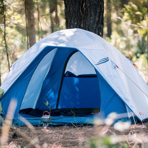 Barraca de Camping Nautika Dome Acampamento 3 Pessoas Coluna Cinza e Azul