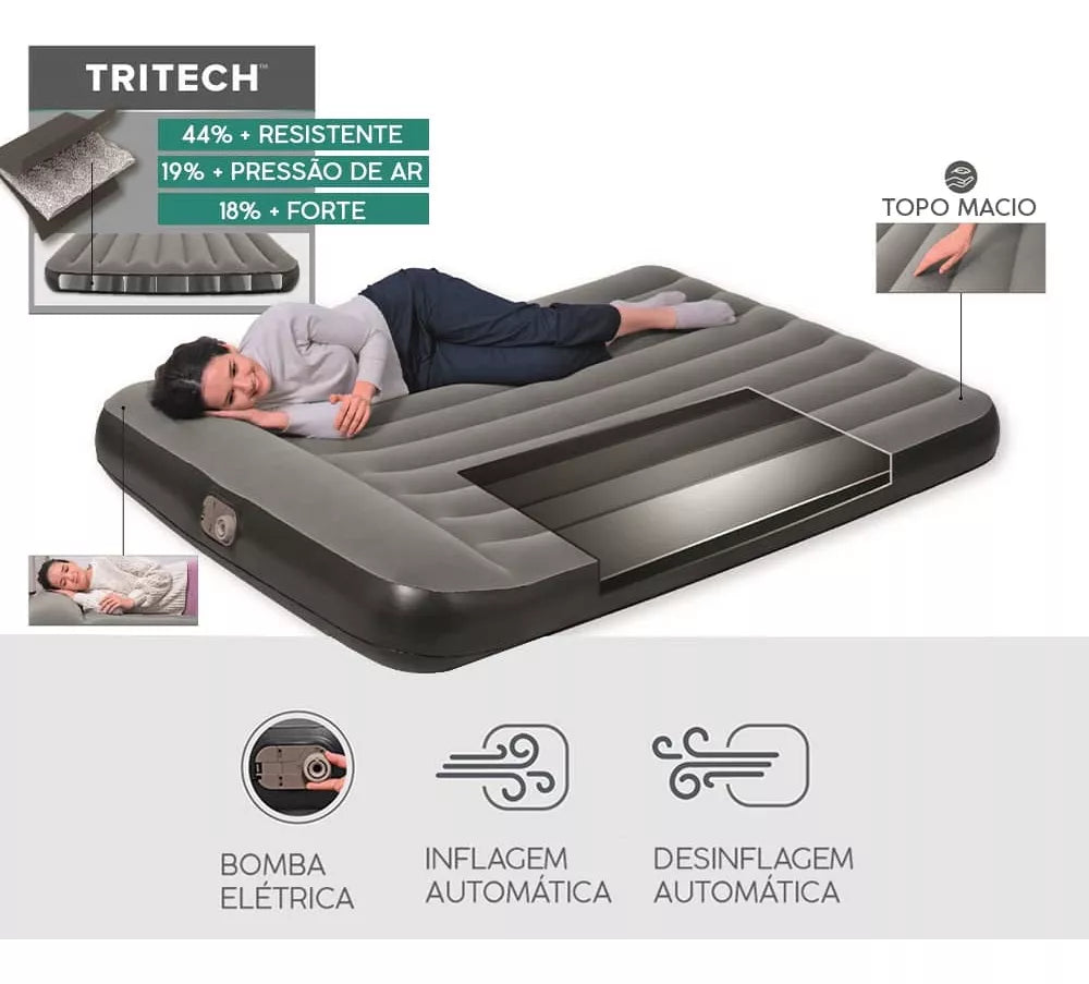 Colchão Inflável Casal Queen Tritech Elétrico +bolsa Bestway 110v